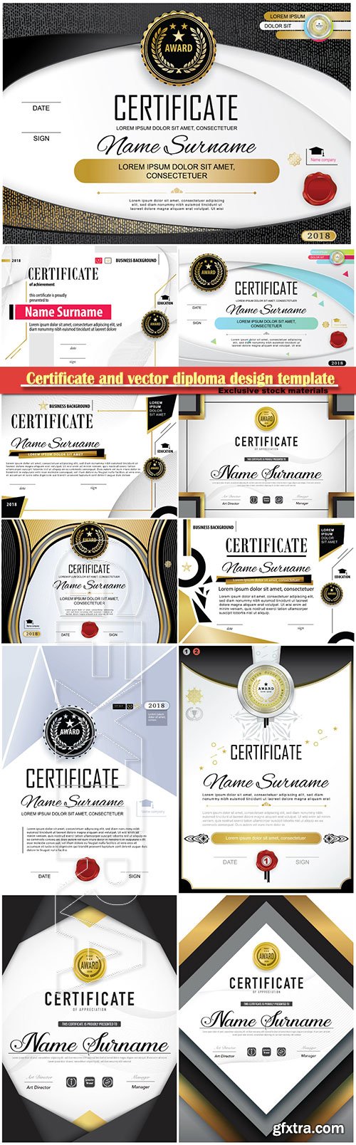 Certificate and vector diploma design template # 53