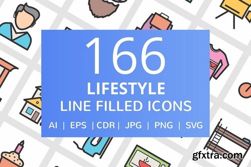 CM - 166 Lifestyle Filled Line Icons 2297309