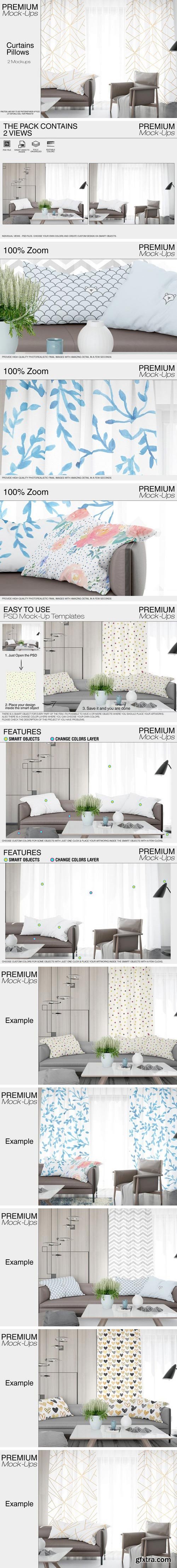CM - Pillows and Curtains Mockup 2174078