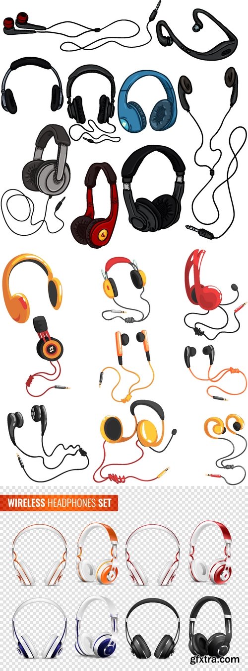 Vectors - Different Headphones Set