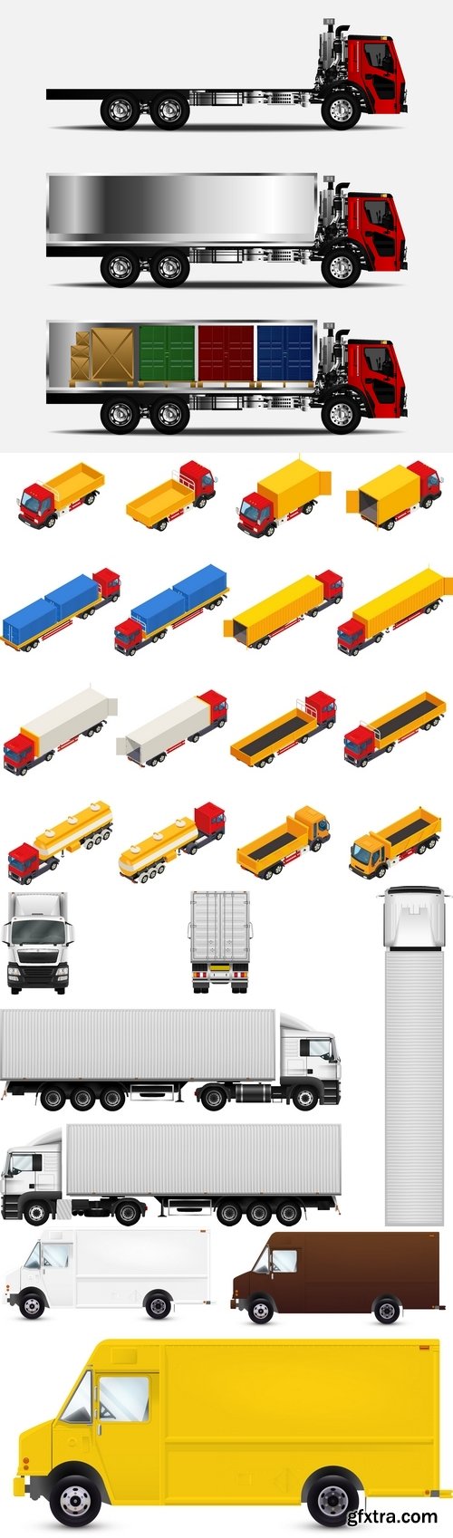 Vectors - Different Delivery Trucks Mix 2