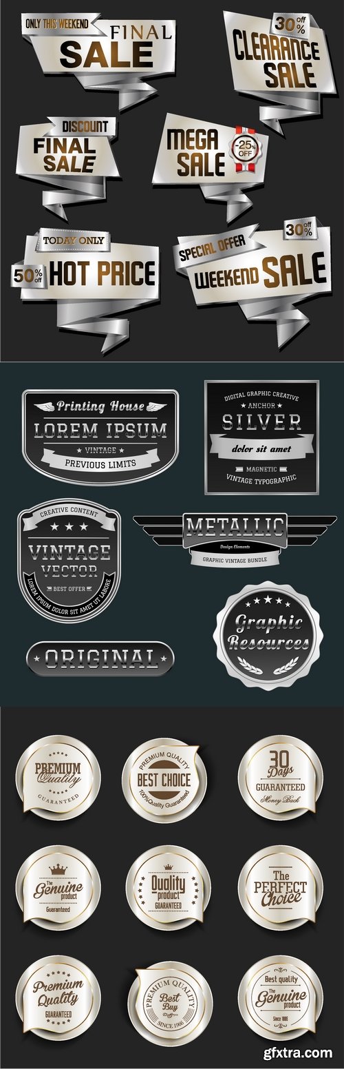 Vectors - Silver Sale Labels Mix 11