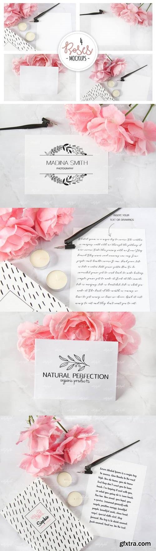Roses and Calligraphy Mockup