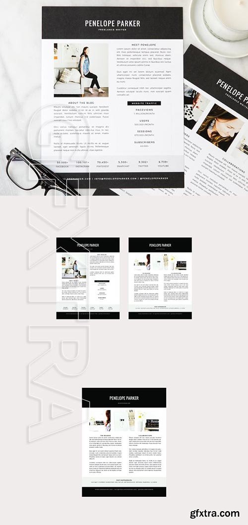 CreativeMarket - Penelope Media Kit + Resume 2336038