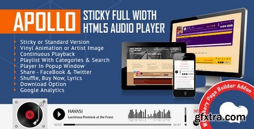 CodeCanyon - Apollo v1.1 - Sticky Full Width HTML5 Audio Player for WPBakery Page Builder (formerly Visual Composer) 21396461