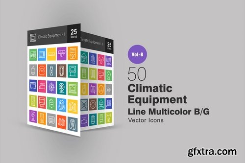 50 Climatic Equipment Line Multicolor BG Icons