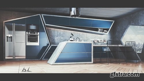 Future Kitchen 3d Interior Scene