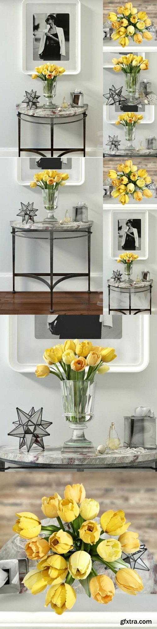 Decorative set with yellow tulips