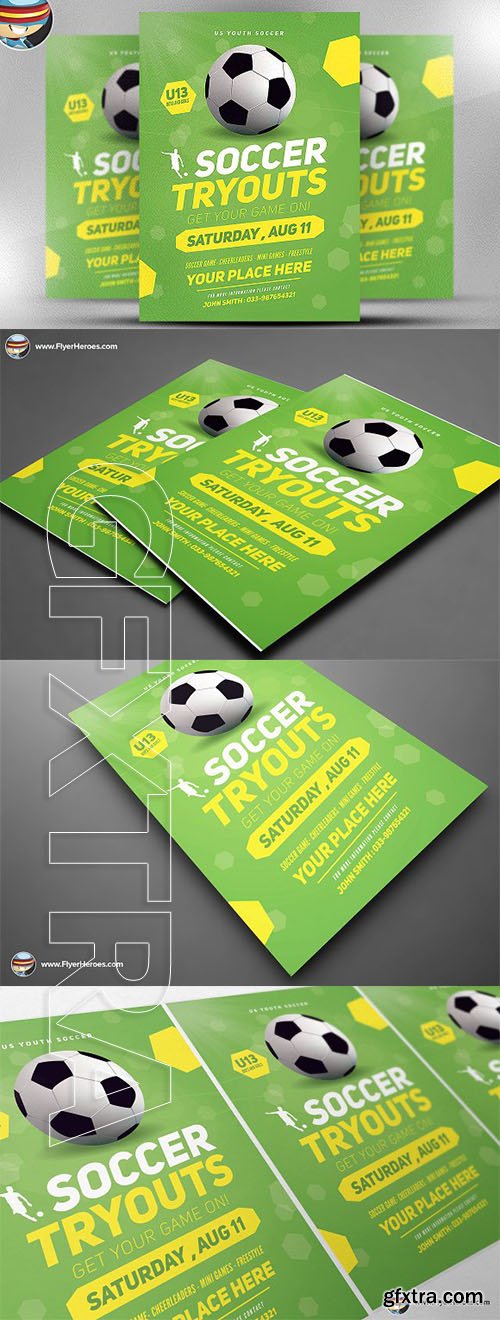 CreativeMarket - Soccer Tryouts Flyer Template 2318077