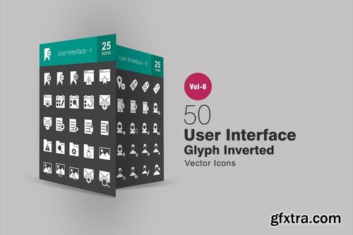 50 User Interface Glyph Inverted Icons