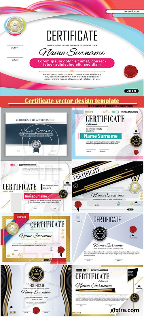 Certificate and vector diploma design template # 54
