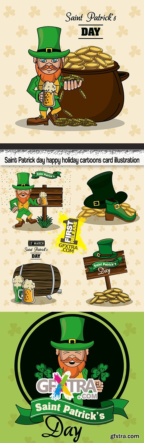 Saint Patrick day happy holiday cartoons card illustration