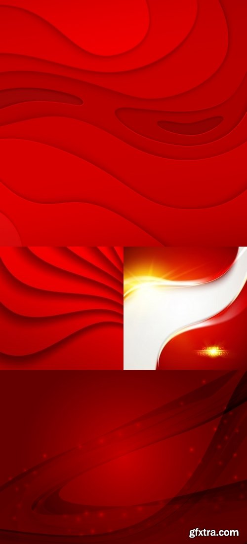 Vectors - Red Waves Backgrounds 13