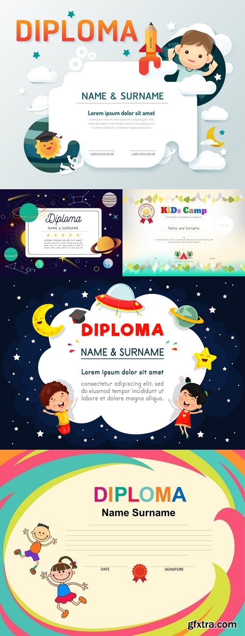 Vectors - Certificate Templates with Kids 13