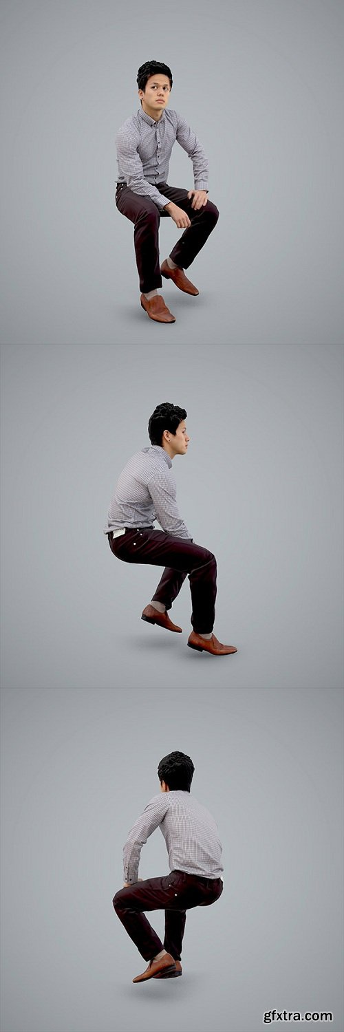 Casual Business Man Sitting BMan0103-HD2-O02P01-S 3D model