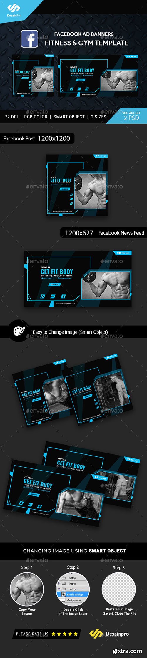 Fitness and Gym Facebook Ad Banners - AR 21548685