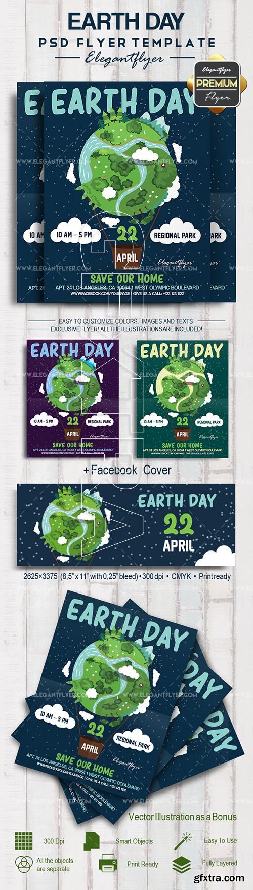 Earth Day – Flyer PSD Template + Facebook Cover