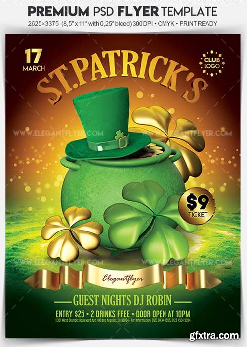 St. Patrick’s Day 2018 V6 2018 Flyer PSD Template + Facebook Cover