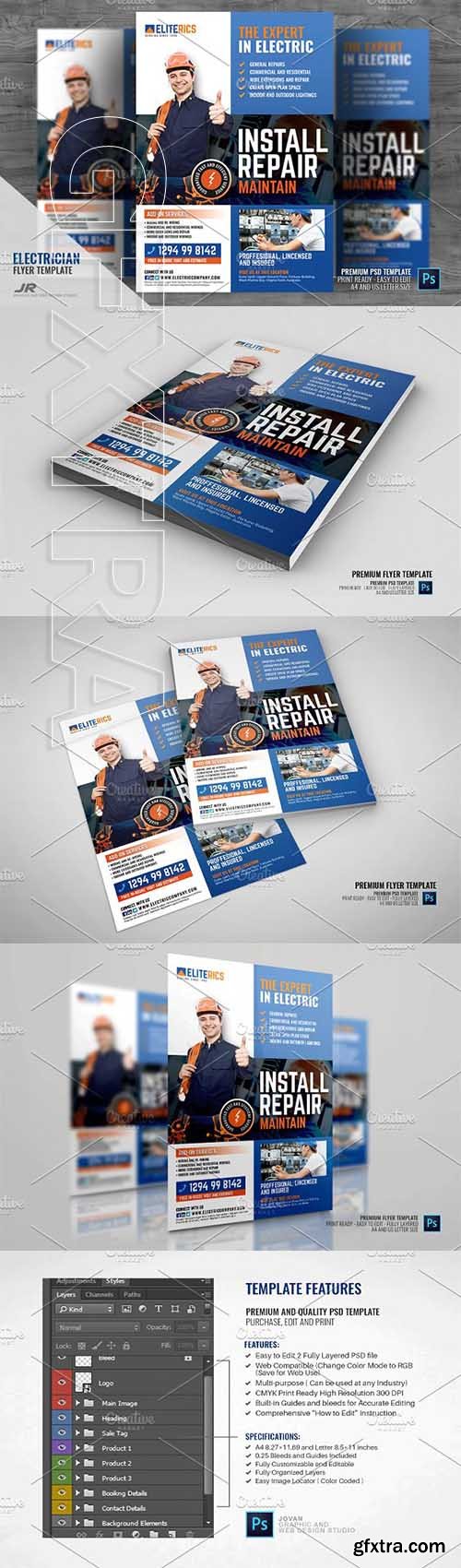 CreativeMarket - Electrical Services Company Flyer 2348668