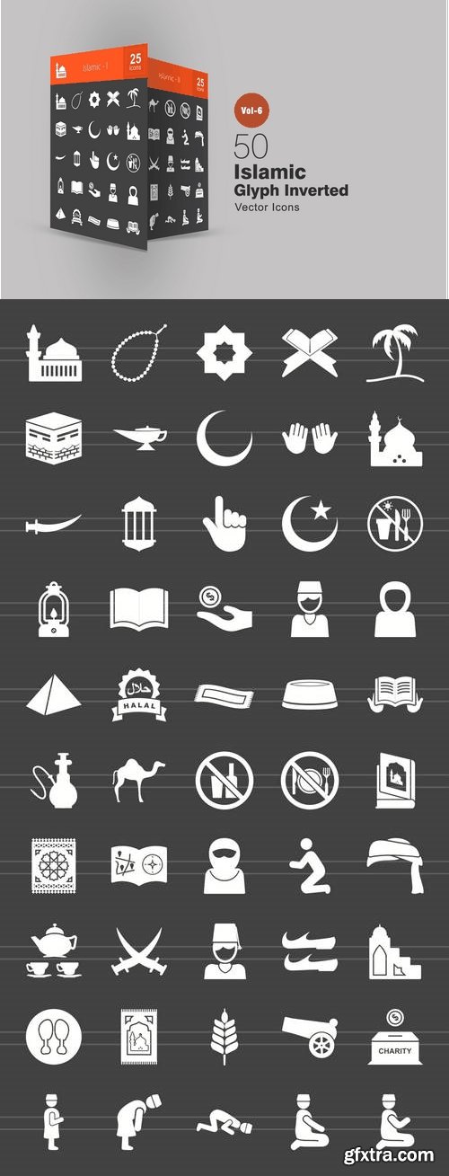 50 Islamic Glyph Inverted Icons