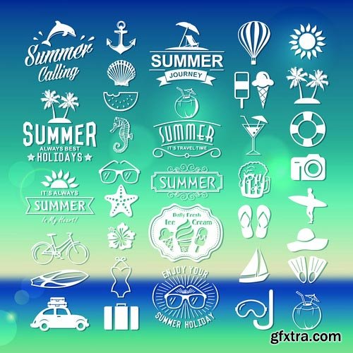 Summer Logos Typography Designs Vector 7xEPS