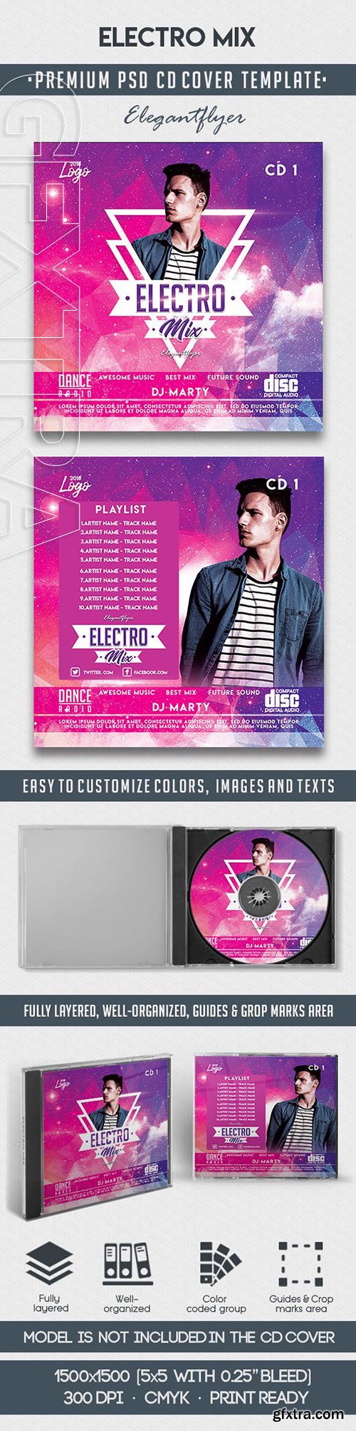 Electro Mix – Premium CD Cover PSD Template