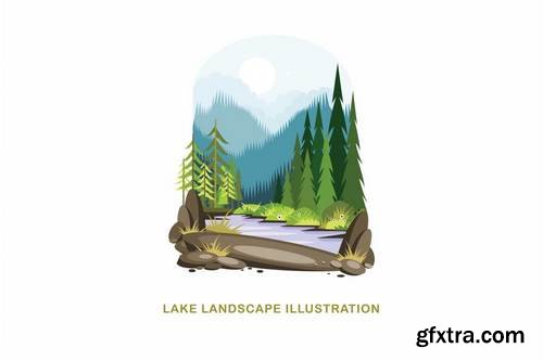 Lake Landscape Vector Illustration