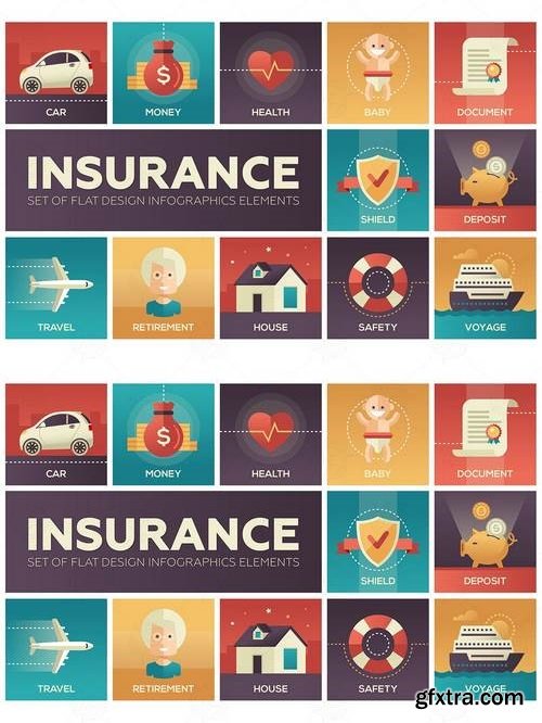 Types of Insurance - modern flat design icons