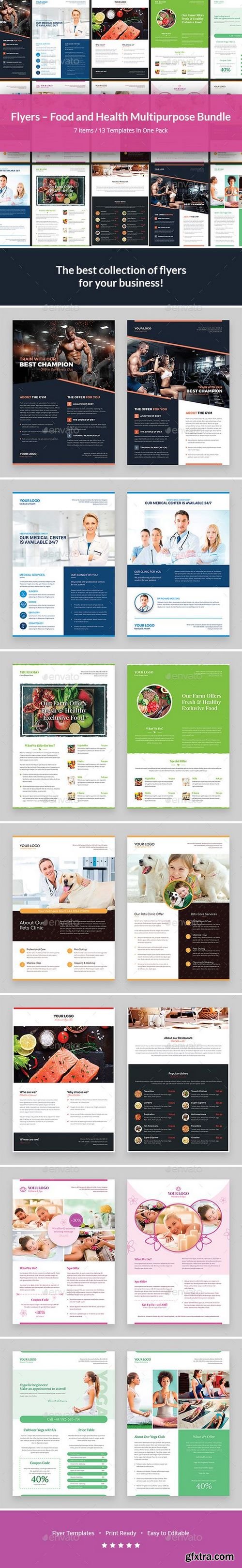 Graphicriver - Flyers – Food and Health Multipurpose Bundle 7 in 1 21263742