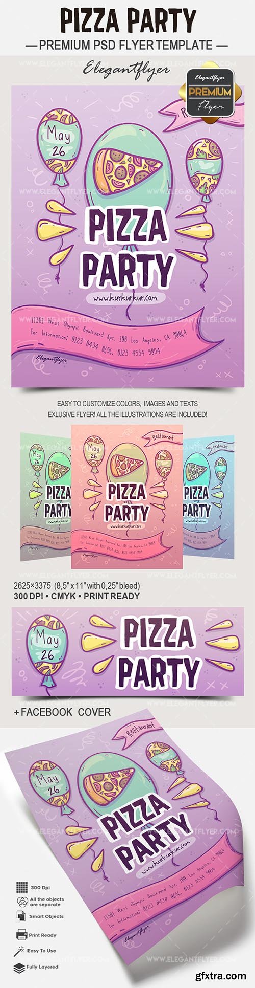 Pizza Party – Flyer PSD Template + Facebook Cover