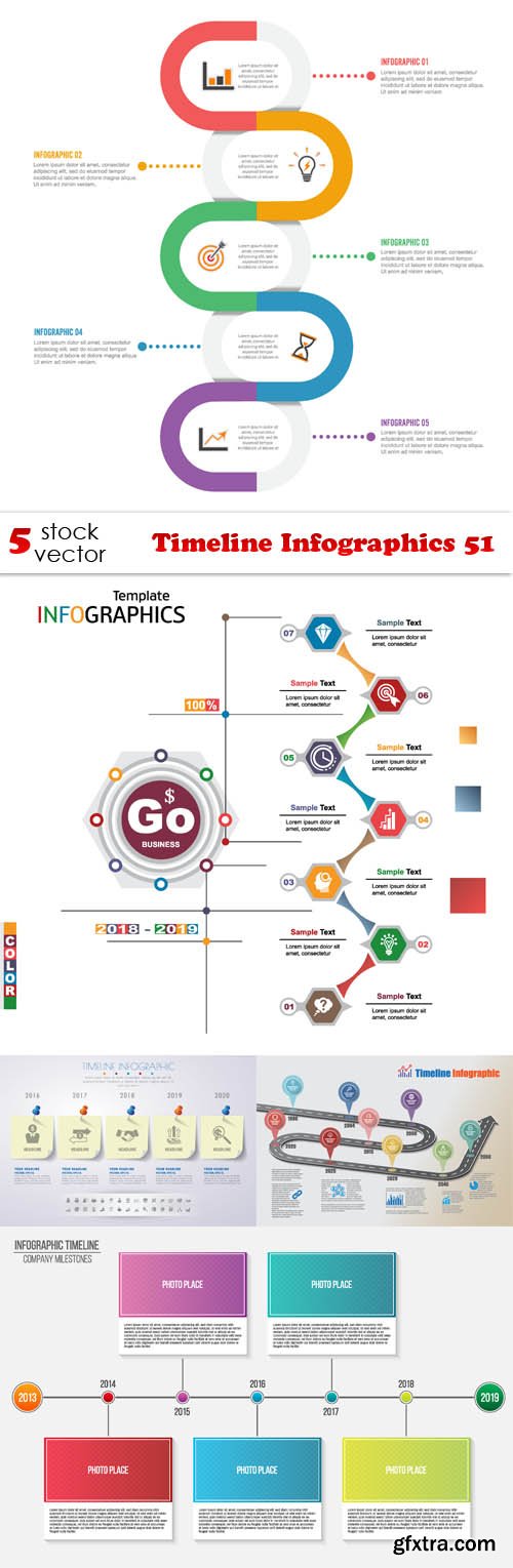 Vectors - Timeline Infographics 51