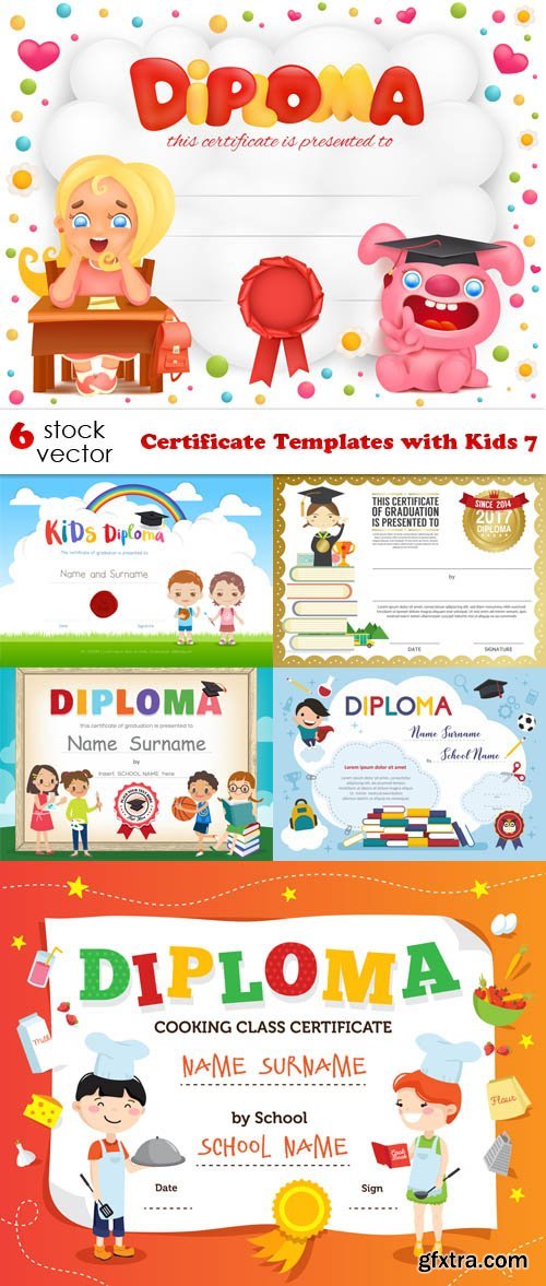 Vectors - Certificate Templates with Kids 7