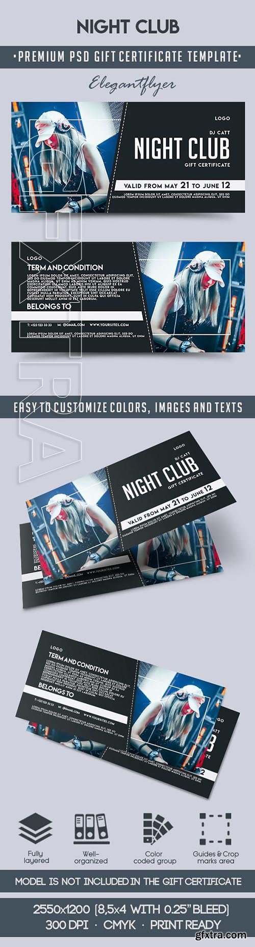Night Club – Premium Gift Certificate PSD Template