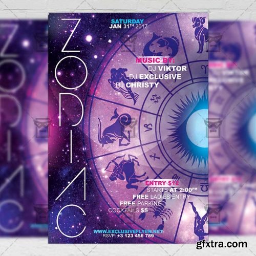 Zodiac Party Night – Club A5 Flyer Template