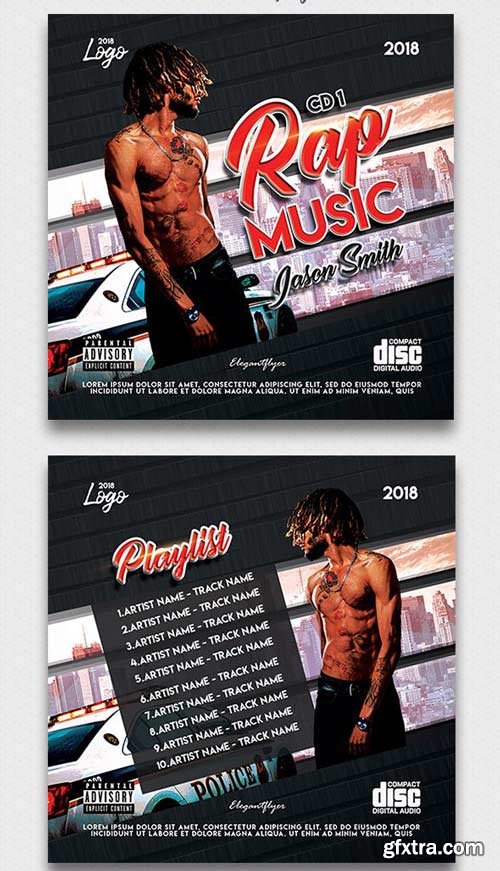 Rap Music V1 2018 CD Cover PSD Template