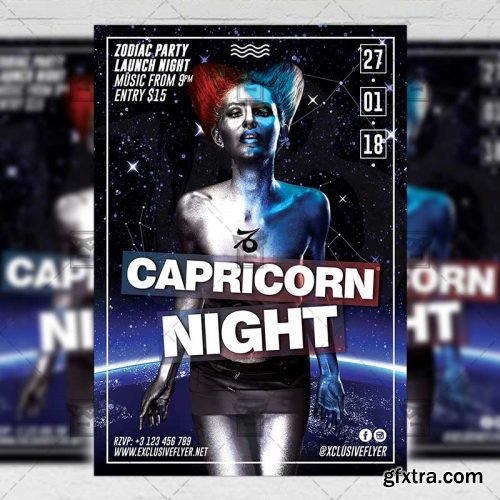 Capricorn Zodiac Night – Club A5 Flyer Template