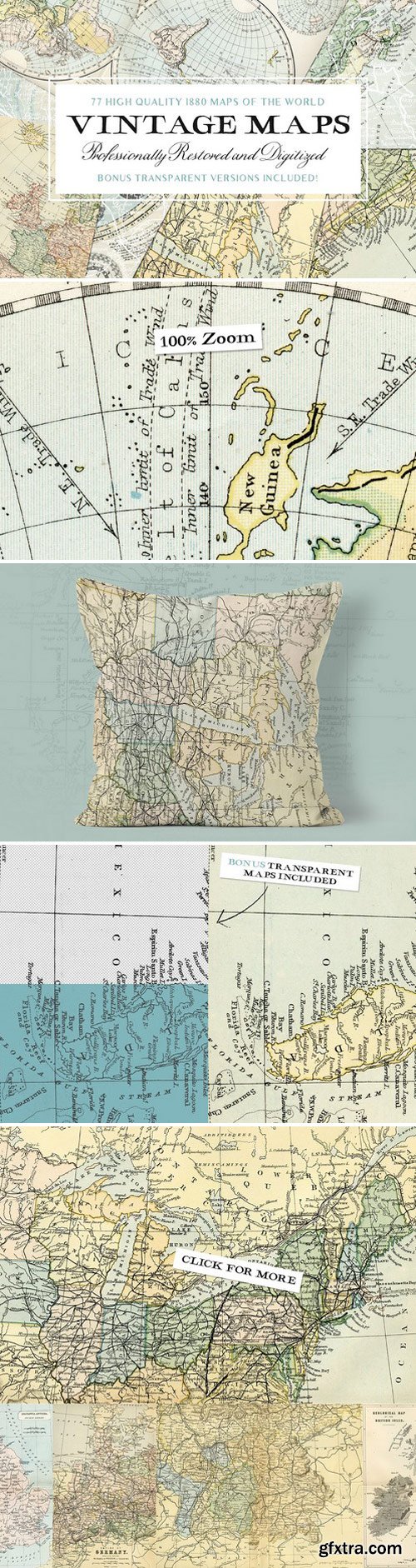 CM - 77 Vintage Maps of the World & Bonus 1622627
