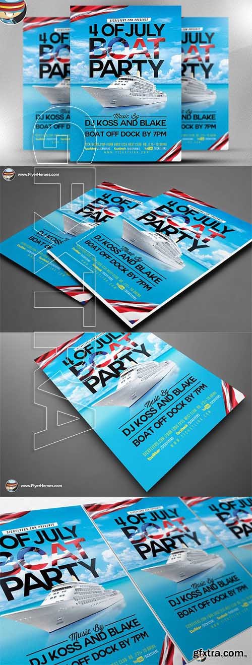CreativeMarket - 4TH of July Boat Party Flyer Templat 2315164