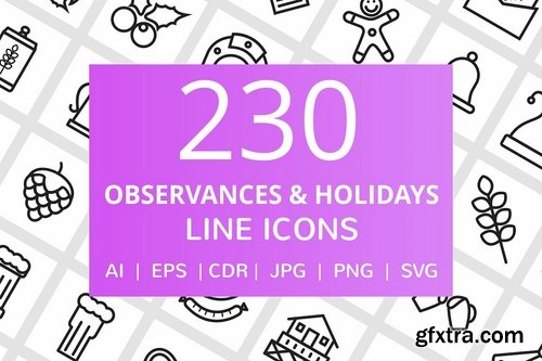 CM - 230 Observances & Holiday Line Icons 2319245