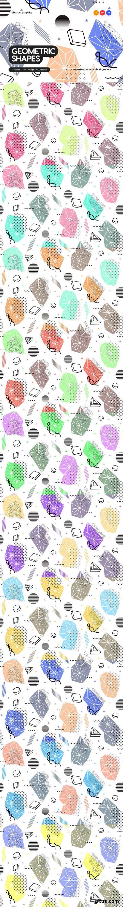 Seamless Patterns of Geometric Shapes Backgrounds