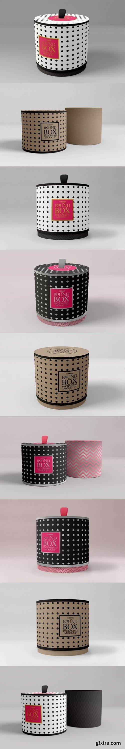 Round Box with Pull up Cover Packaging MockUp