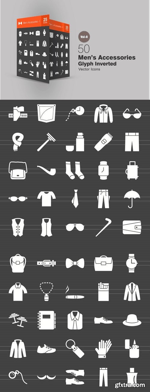 50 Men\'s Accessories Glyph Inverted Icons