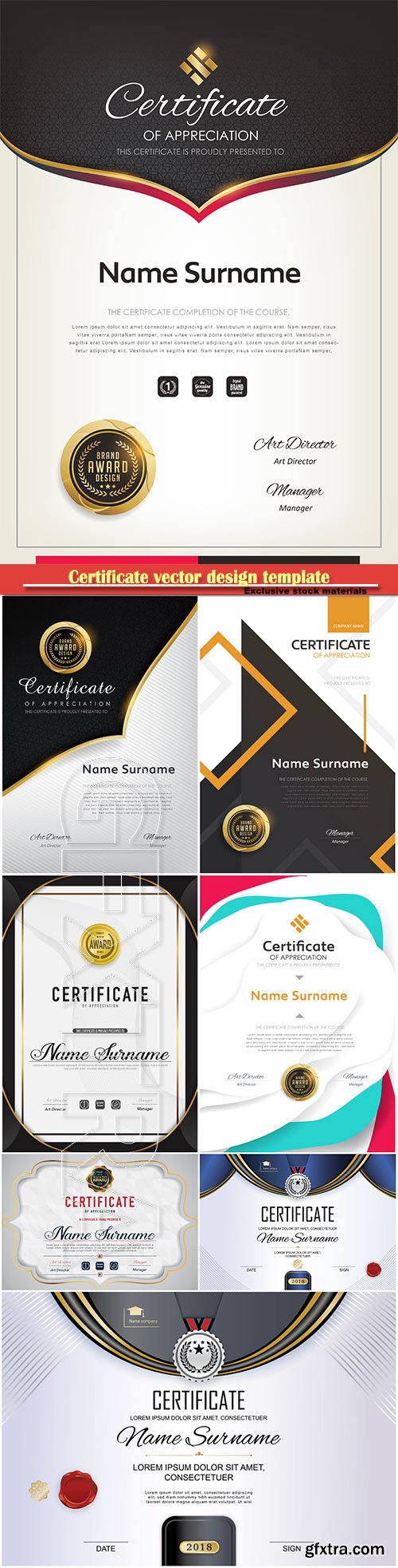 Certificate and vector diploma design template # 58
