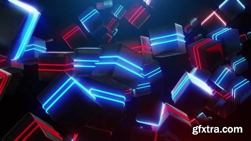 MA - Abstract Blue And Red Neon Squares Motion Graphics 57524