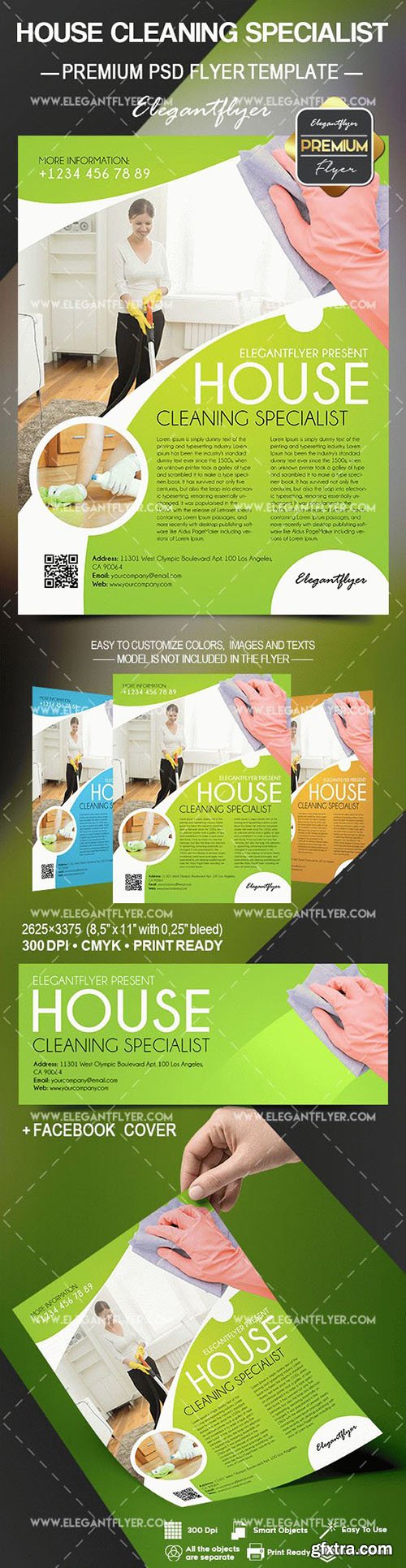 House Cleaning Specialist – Flyer PSD Template + Facebook Cover