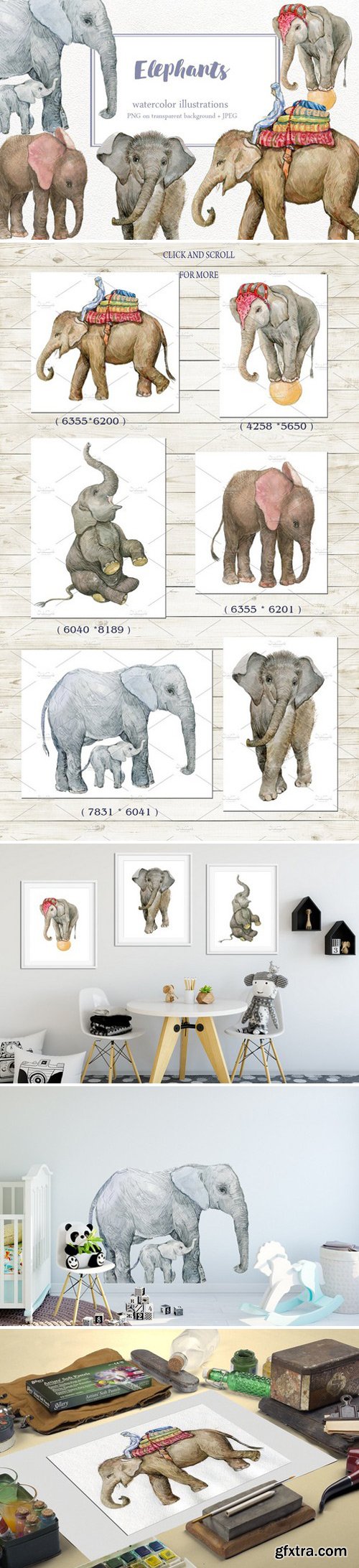 CM - Elephants. Illustrations watercolor 2276650