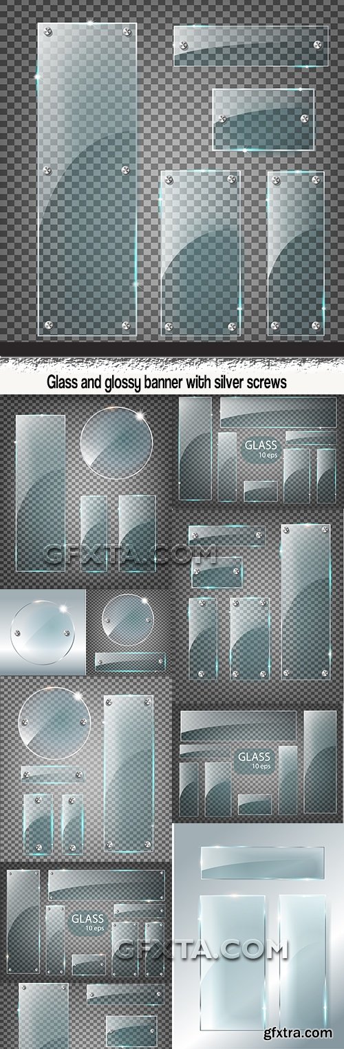 Glass and glossy banner with silver screws