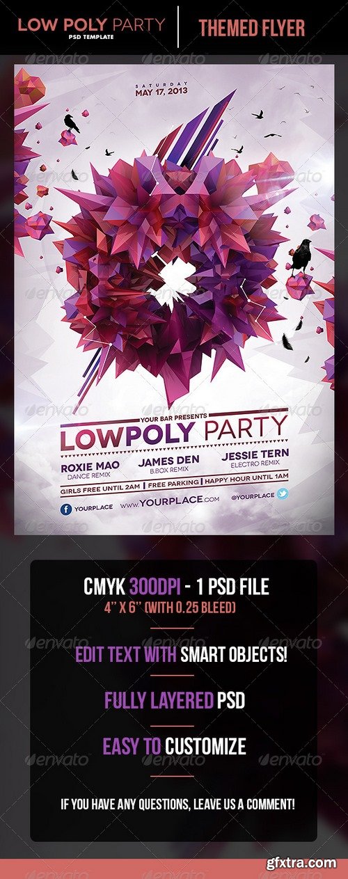 Graphicriver - LowPoly Party Flyer Template 5490229