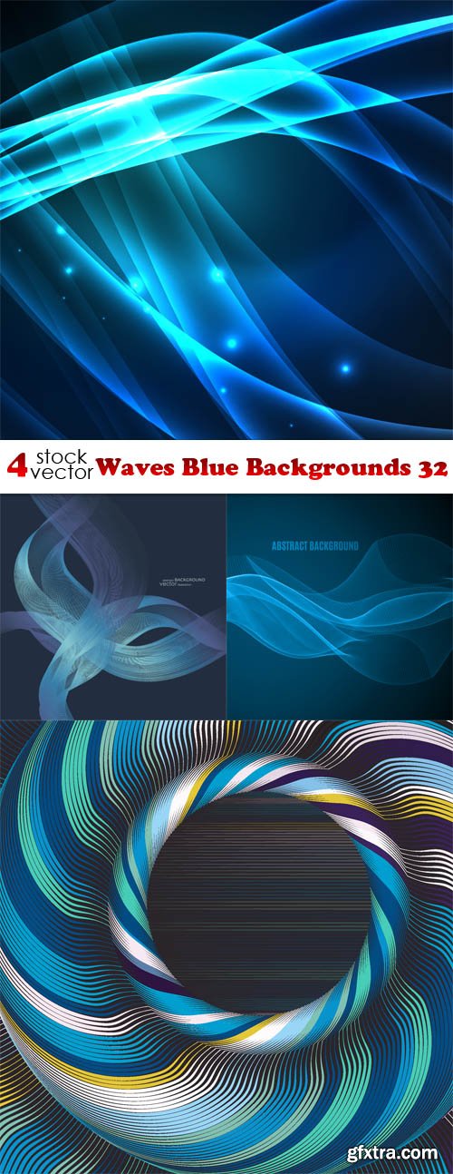 Vectors - Waves Blue Backgrounds 32