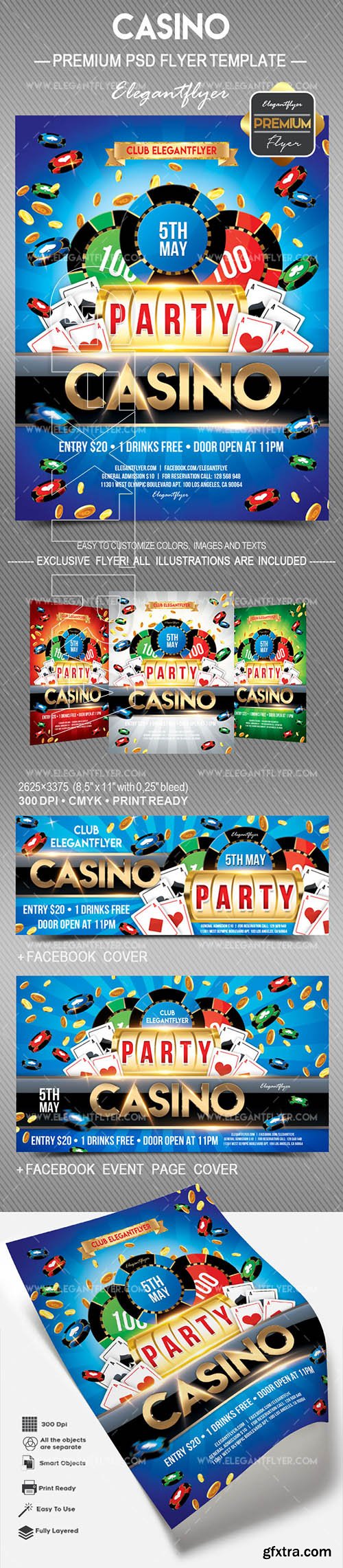 Casino – Flyer PSD Template + Facebook Cover